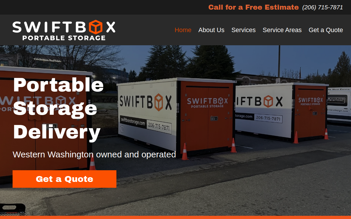 Swiftbox Portable Storage website screenshot