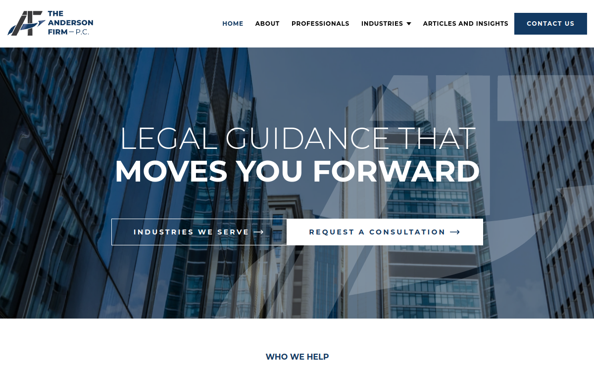 The Anderson Firm, P.C. website screenshot
