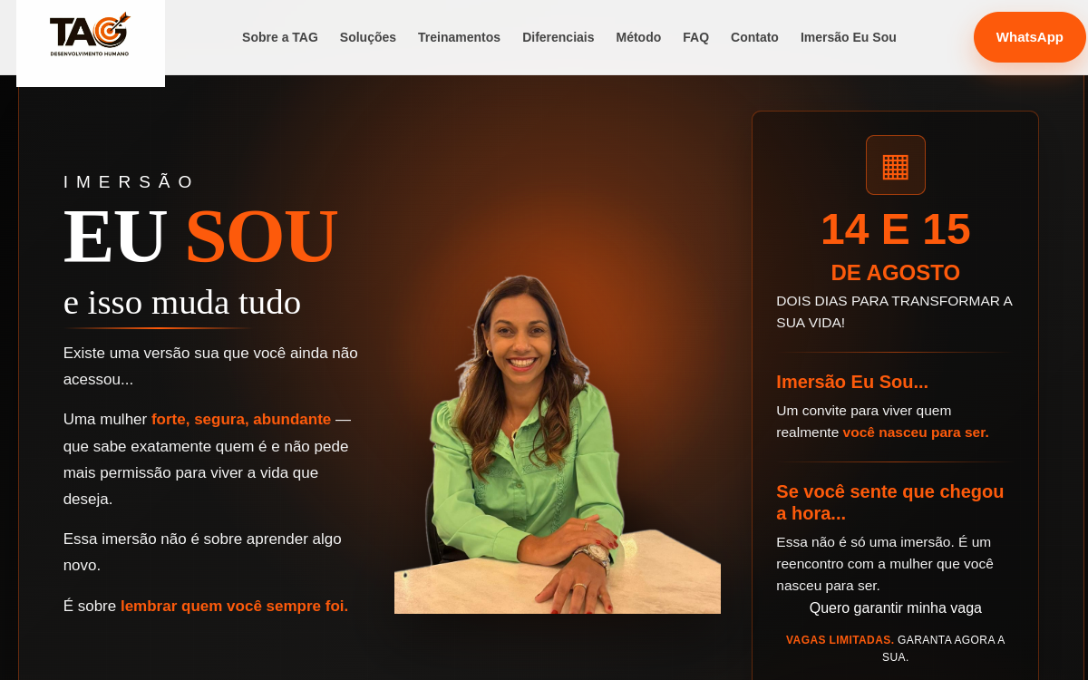 Página inicial do site TAG Desenvolvimento Humano