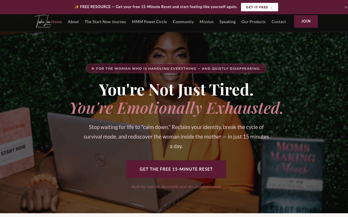 Tashia Leon - Moms Making Moves LLC website screenshot