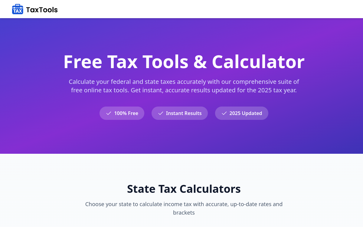 Screenshot of TaxTools AI