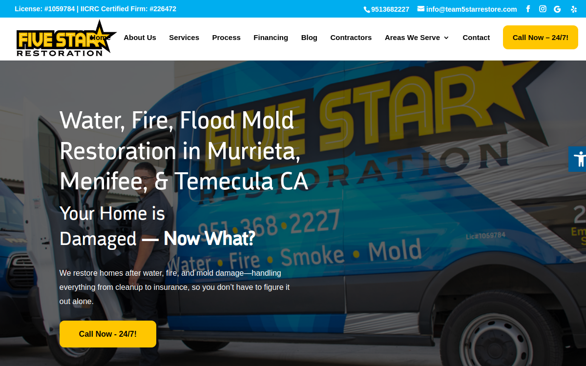 Five Star Restoration website screenshot