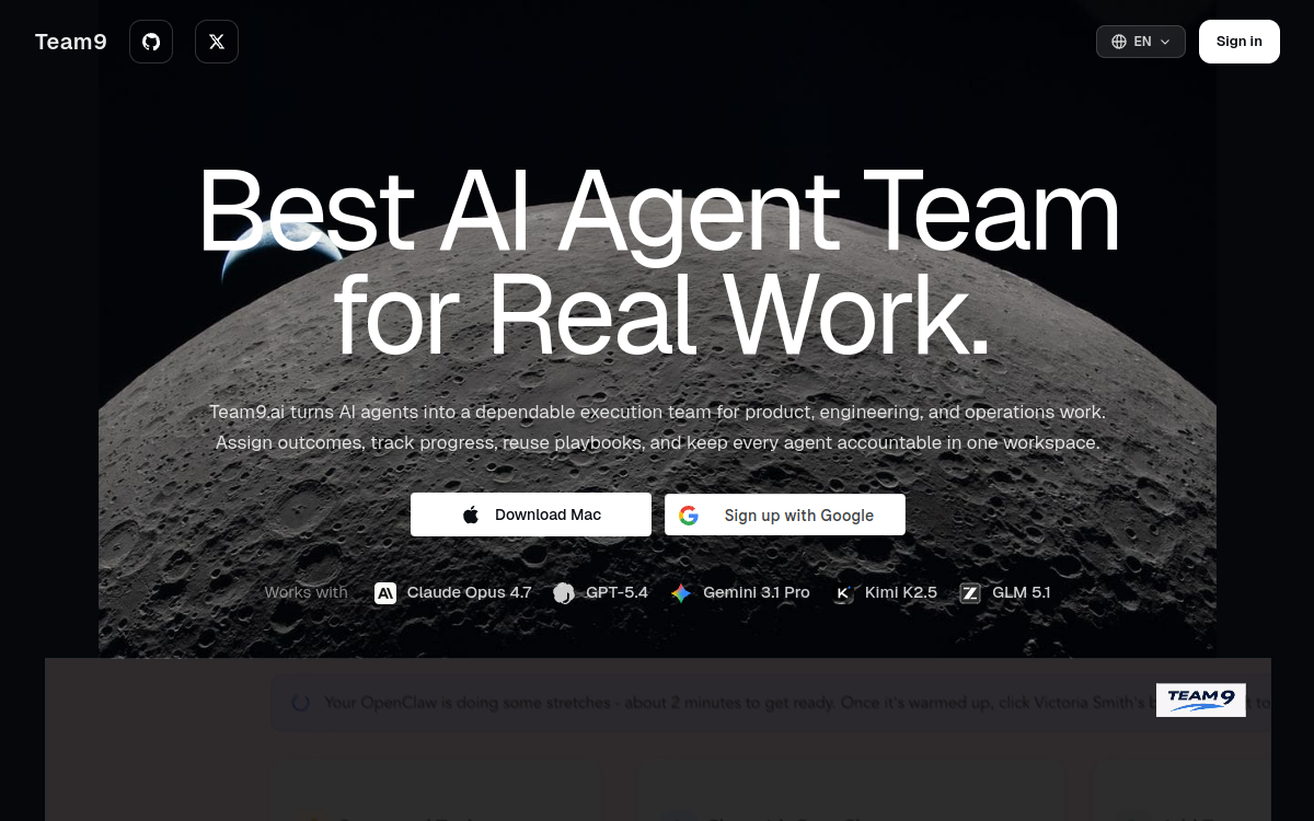 Screenshot von Team9 AI