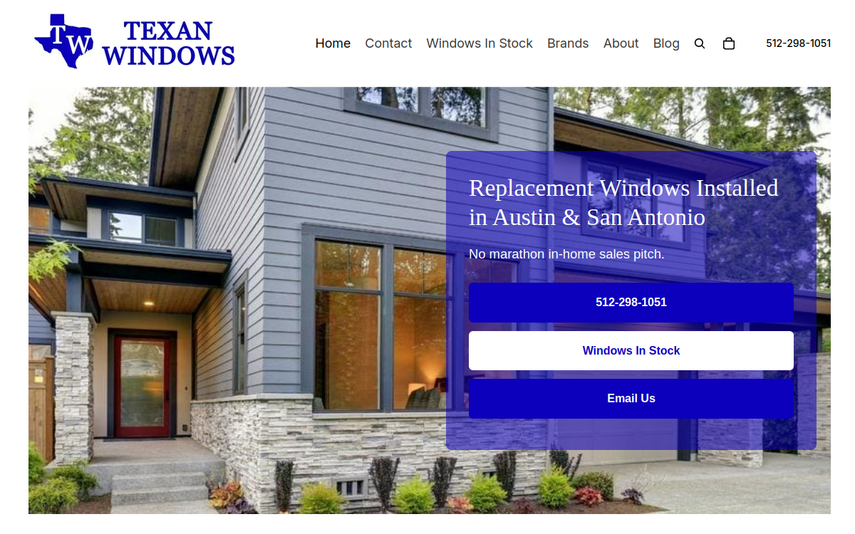 Texan Windows website screenshot