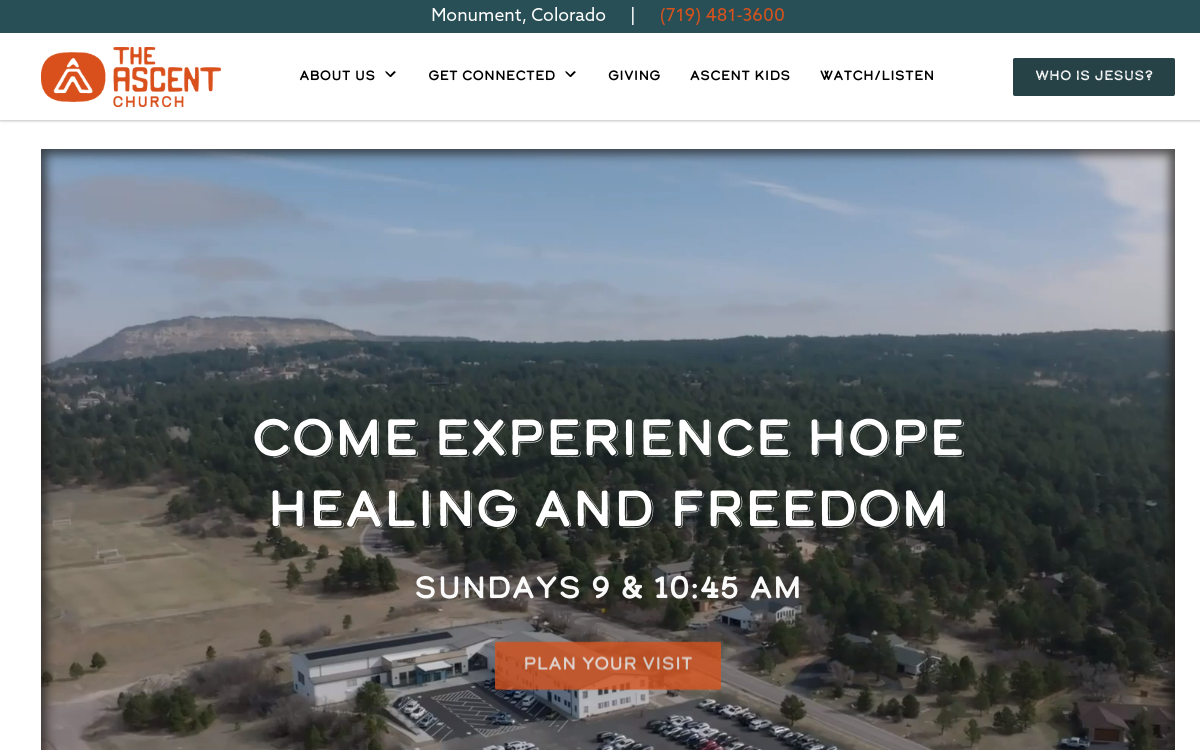 The Ascent Church website screenshot