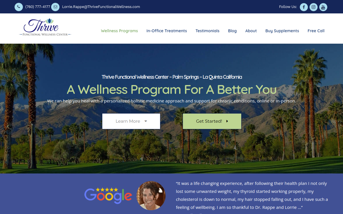 Thrive Functional Wellness Center website screenshot