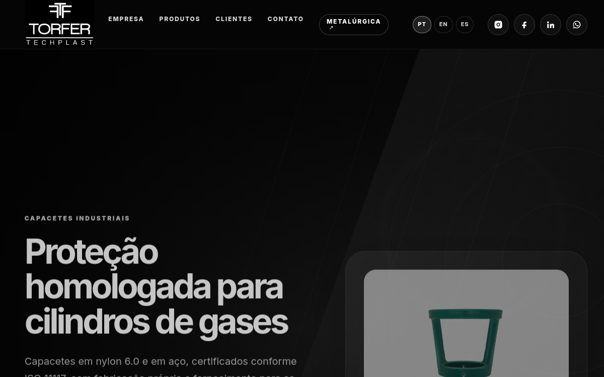 Página inicial do site Torfer TechPlast