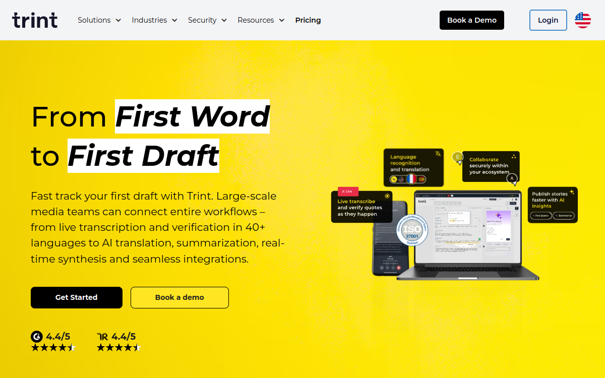 Trint website preview