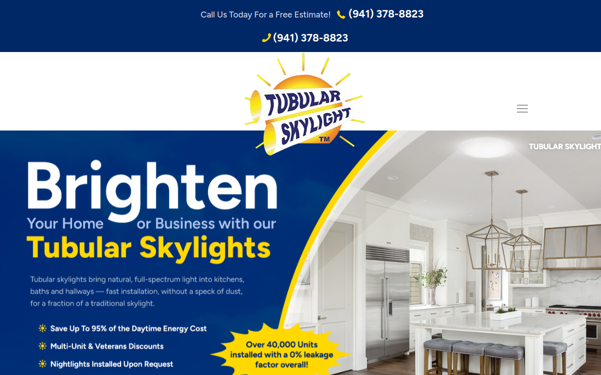 Tubular Skylight Inc website screenshot