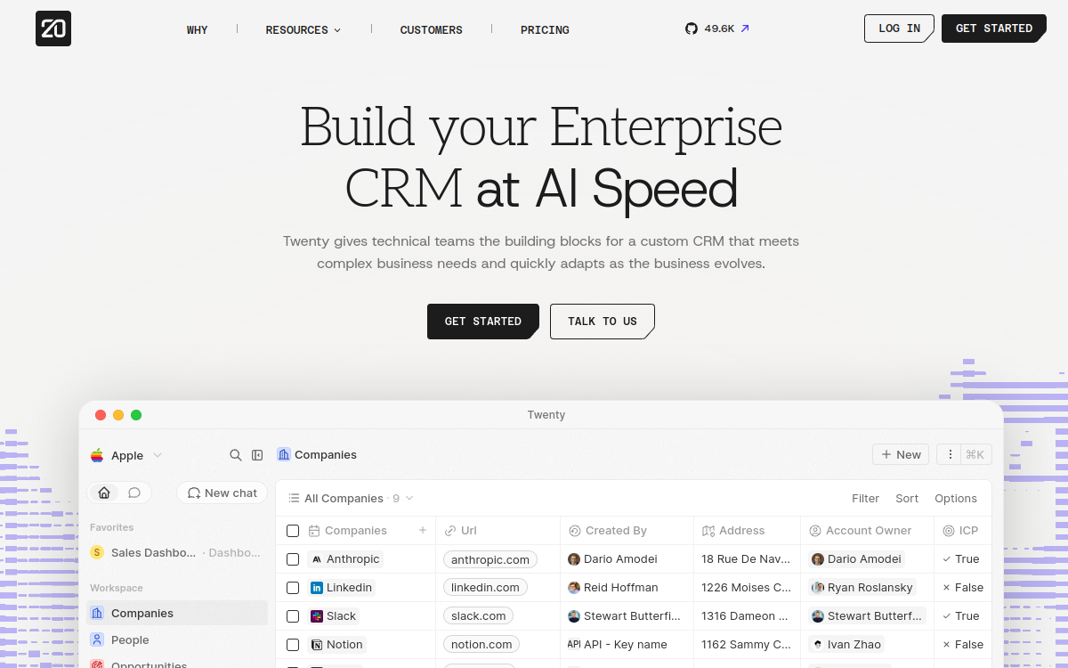 Screenshot of Twenty CRM