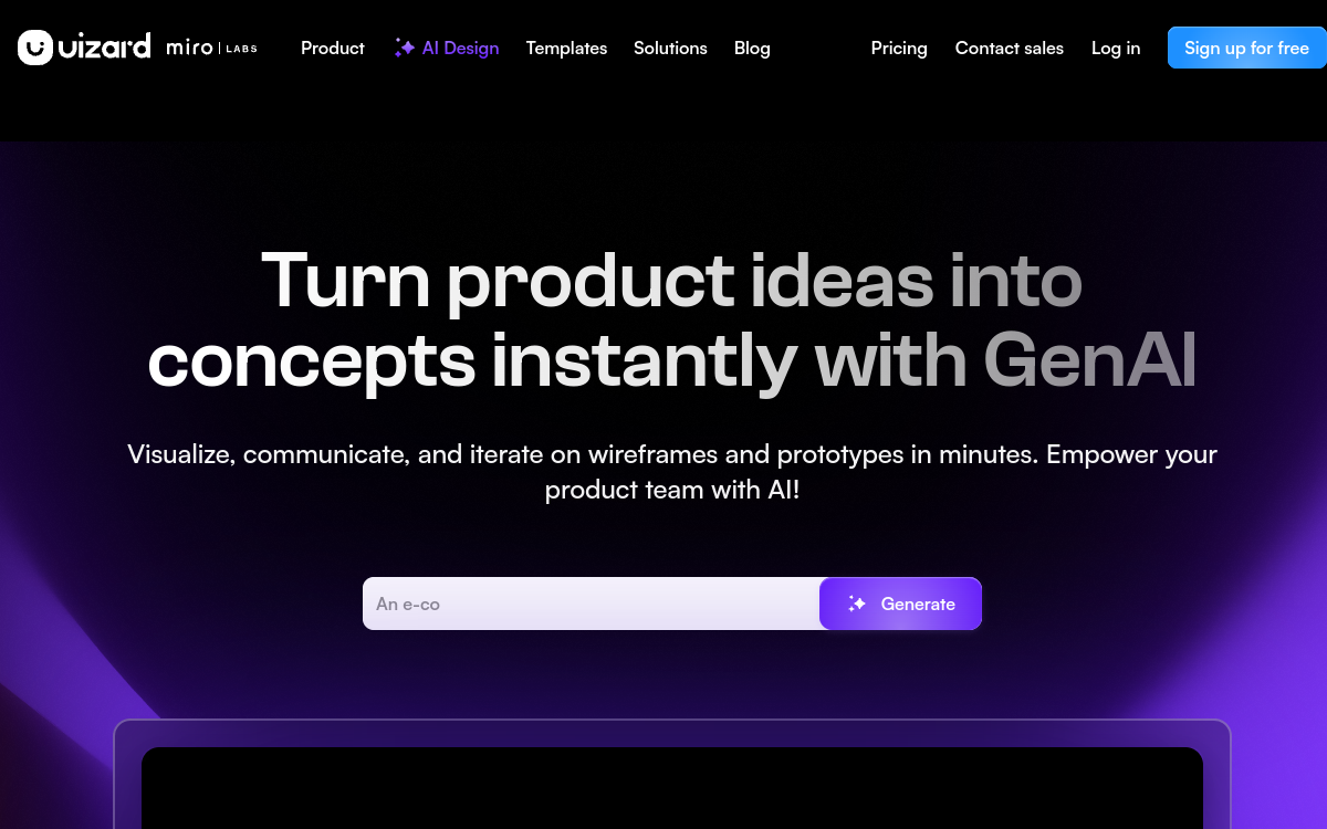 Uizard website preview