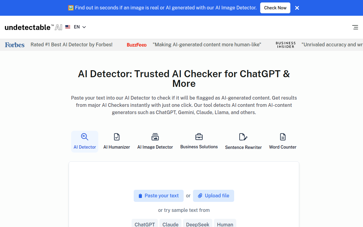 Undetectable AI website preview