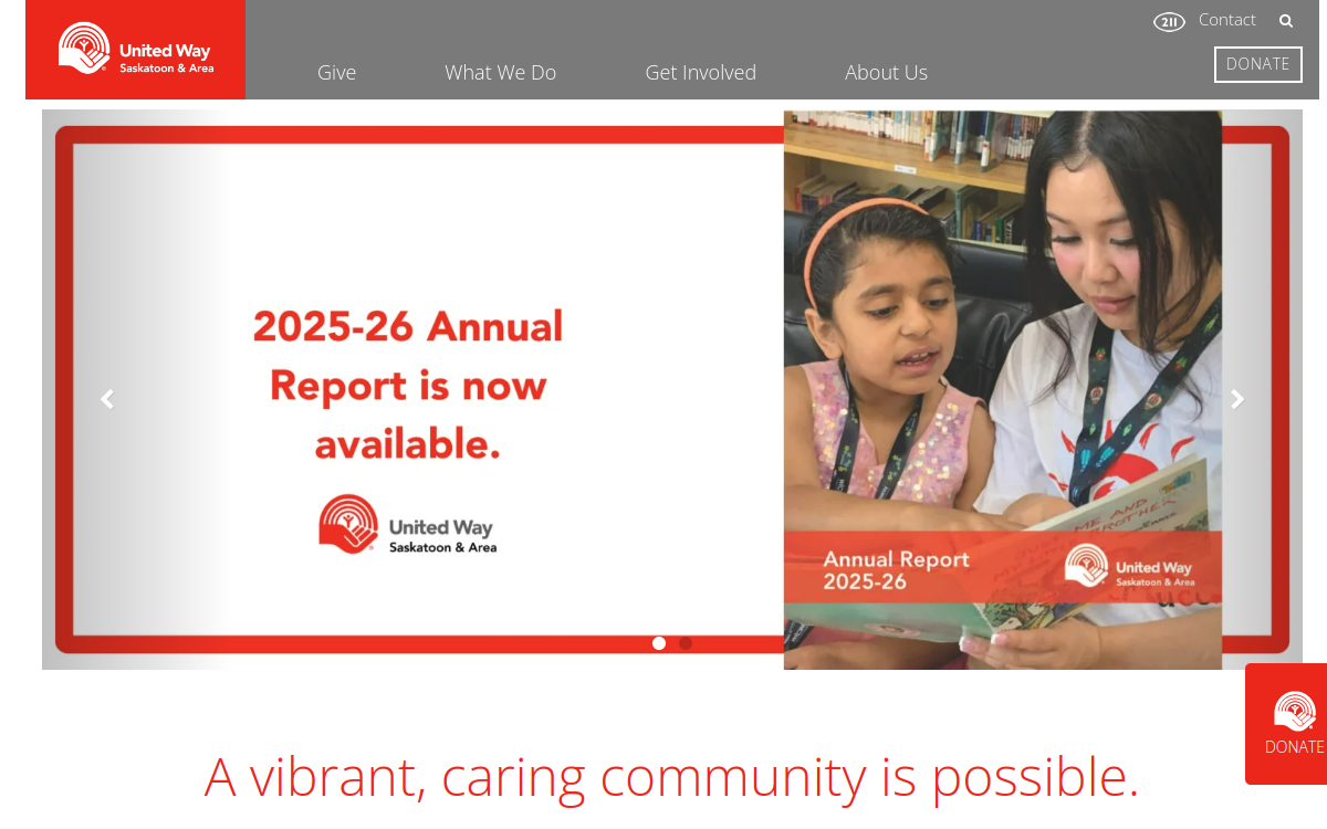 United Way of Saskatoon & Area website screenshot