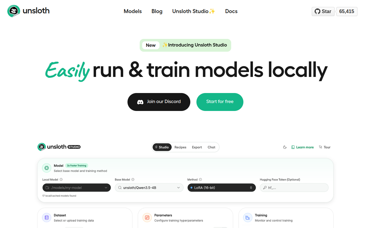 Unsloth website preview
