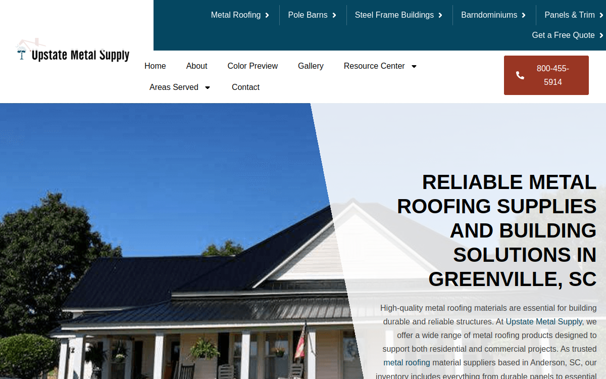 Upstate Metal Supply website screenshot