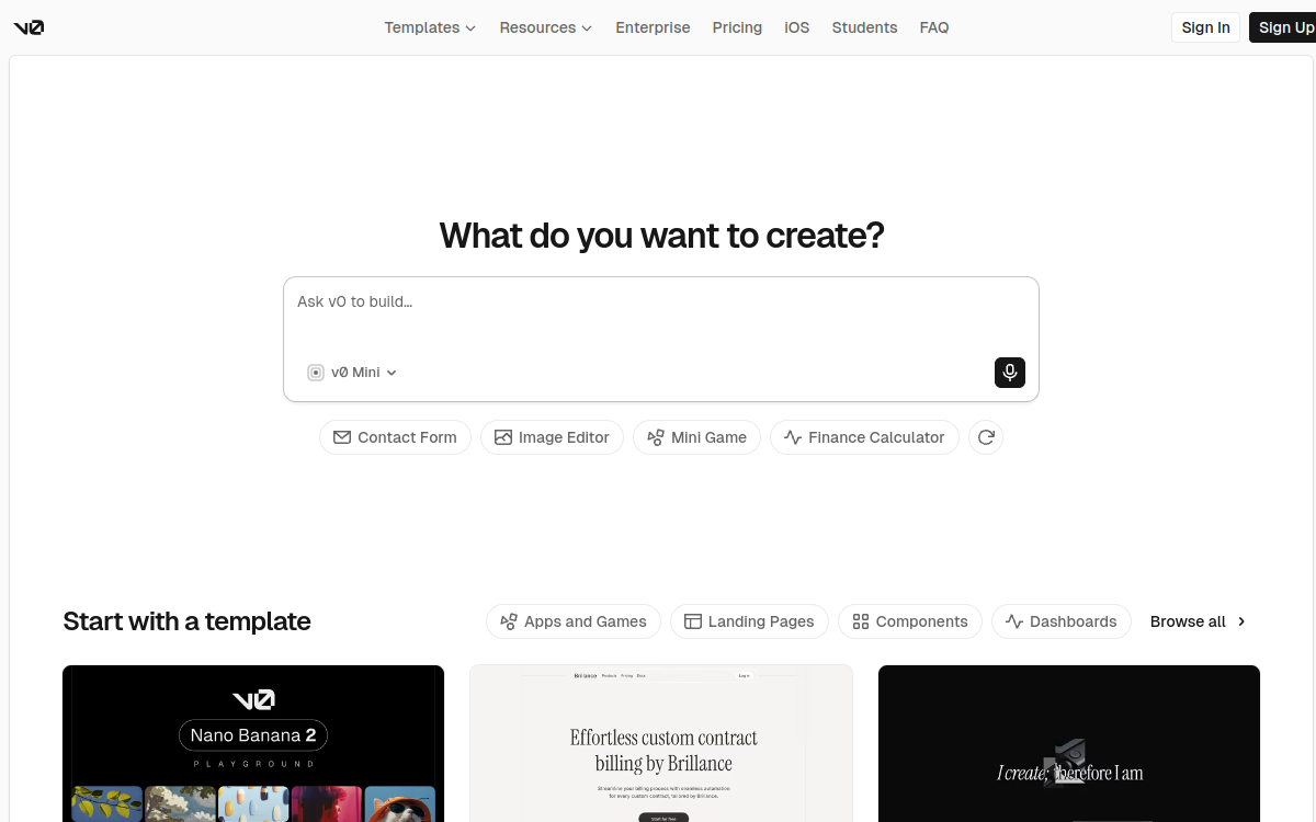v0 website preview
