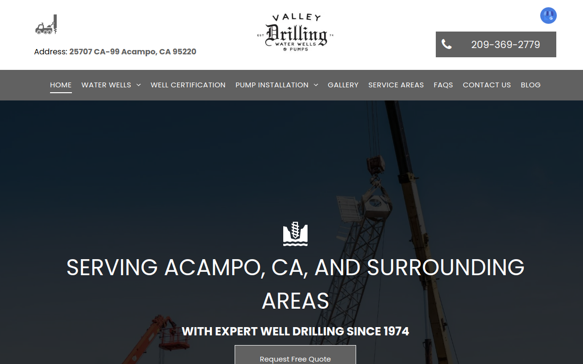 Valley Drilling Co website screenshot