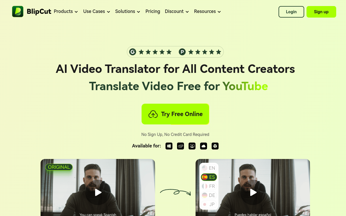 Screenshot von BlipCut Video Translator
