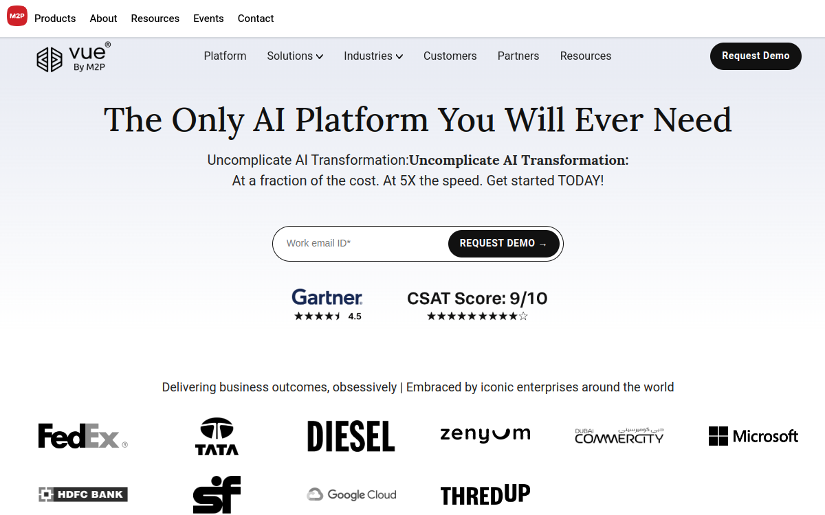 Vue.ai website preview