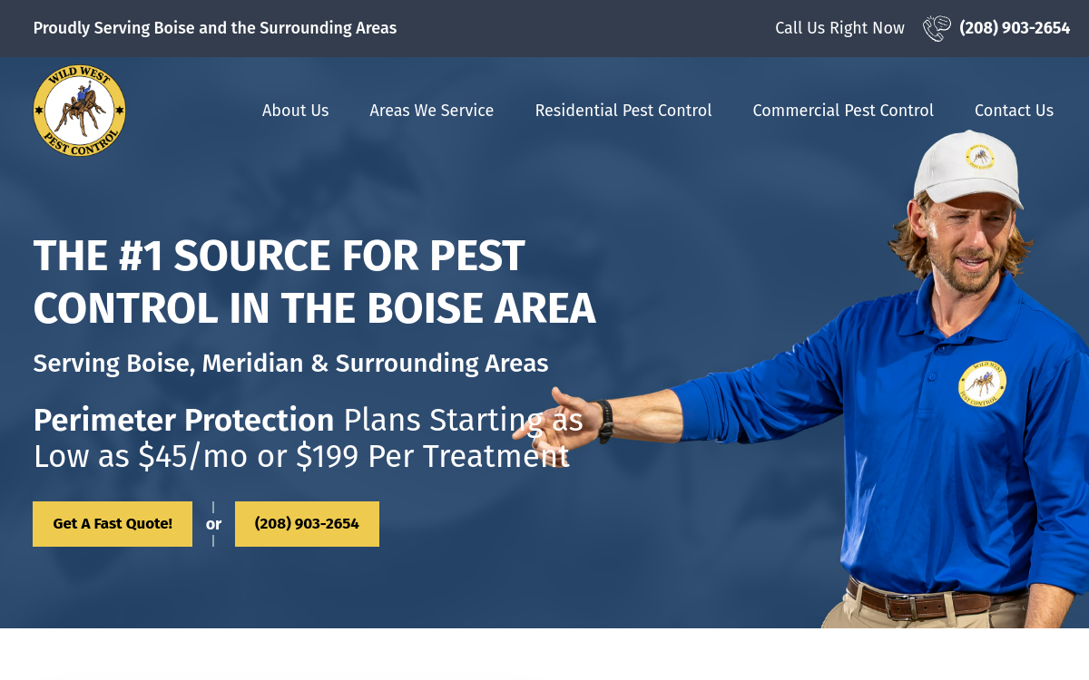Wild West Pest Control website screenshot