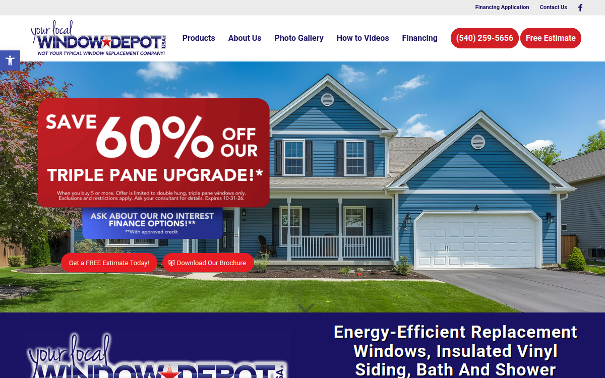 Window Depot USA of Fredericksburg website screenshot