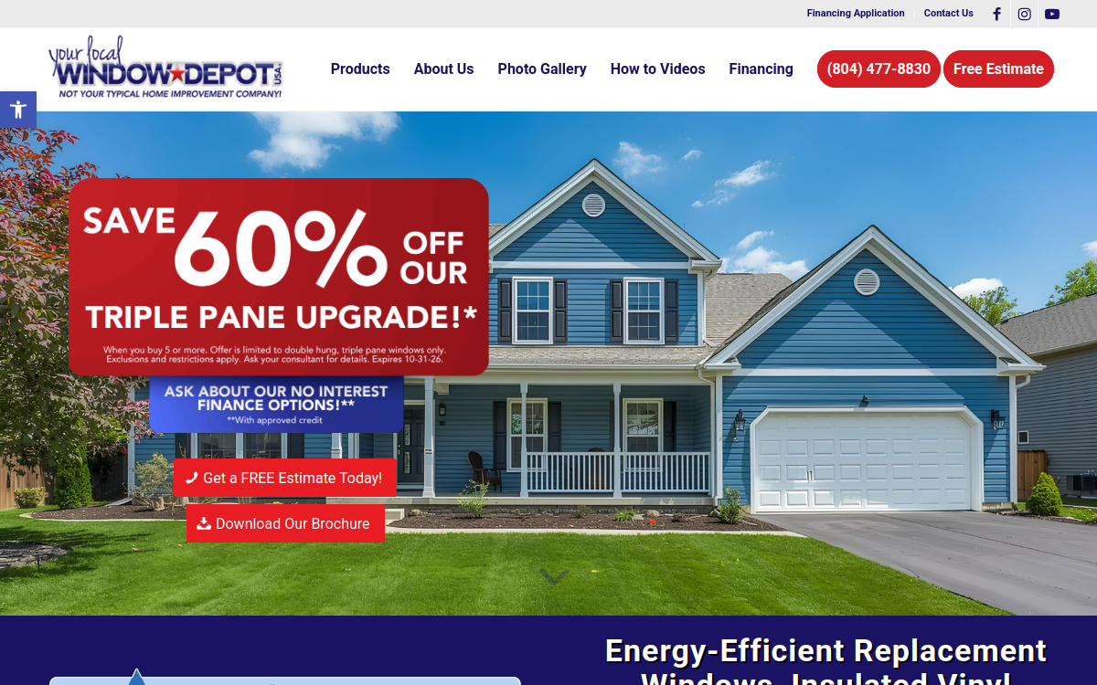 Window Depot USA of Richmond website screenshot