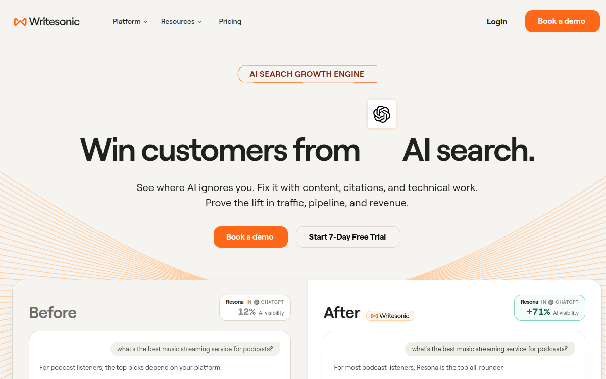 ChatSonic website preview