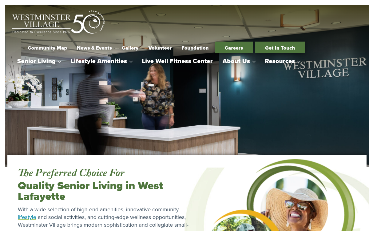 Westminster Village website screenshot