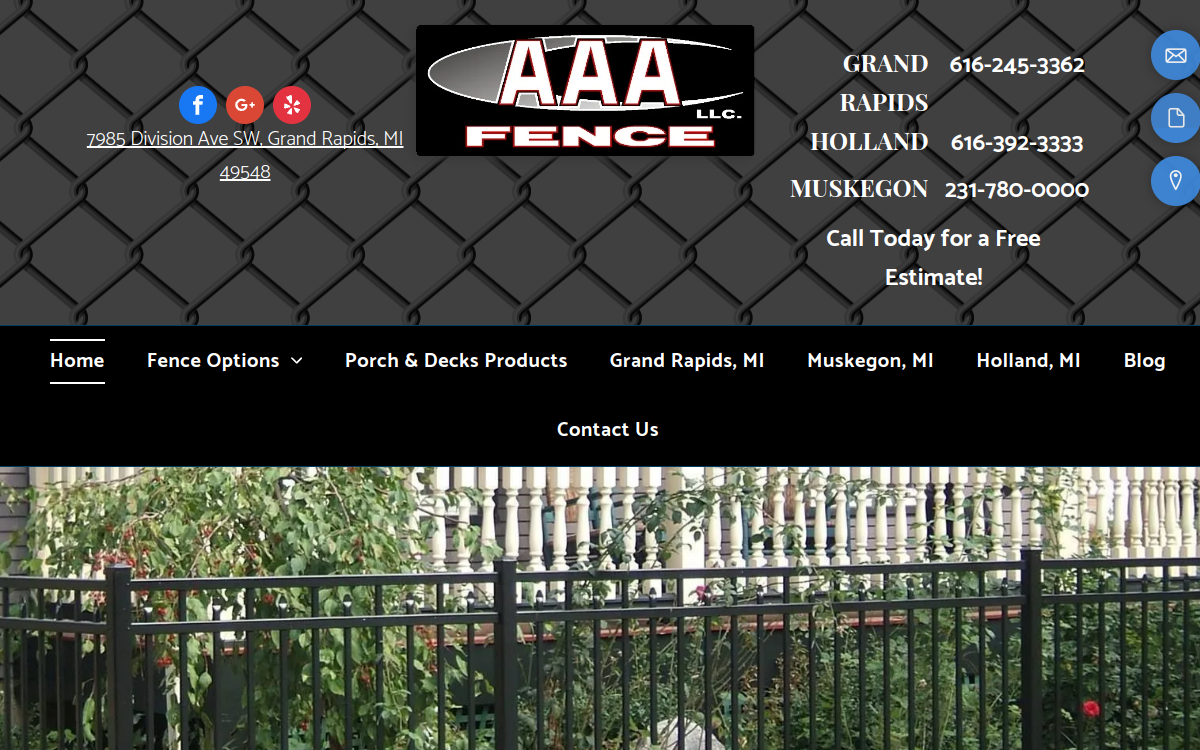 AAA Fence LLC website screenshot