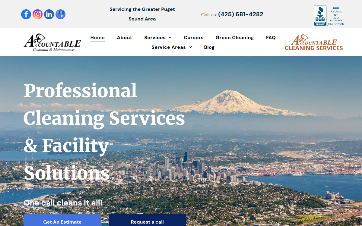 Accountable Custodial & Maintenance, Inc. website screenshot