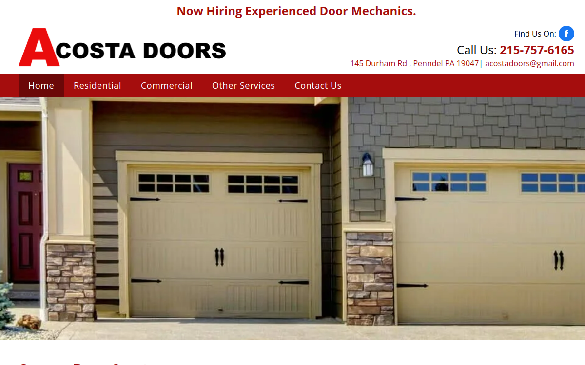 Acosta Doors website screenshot