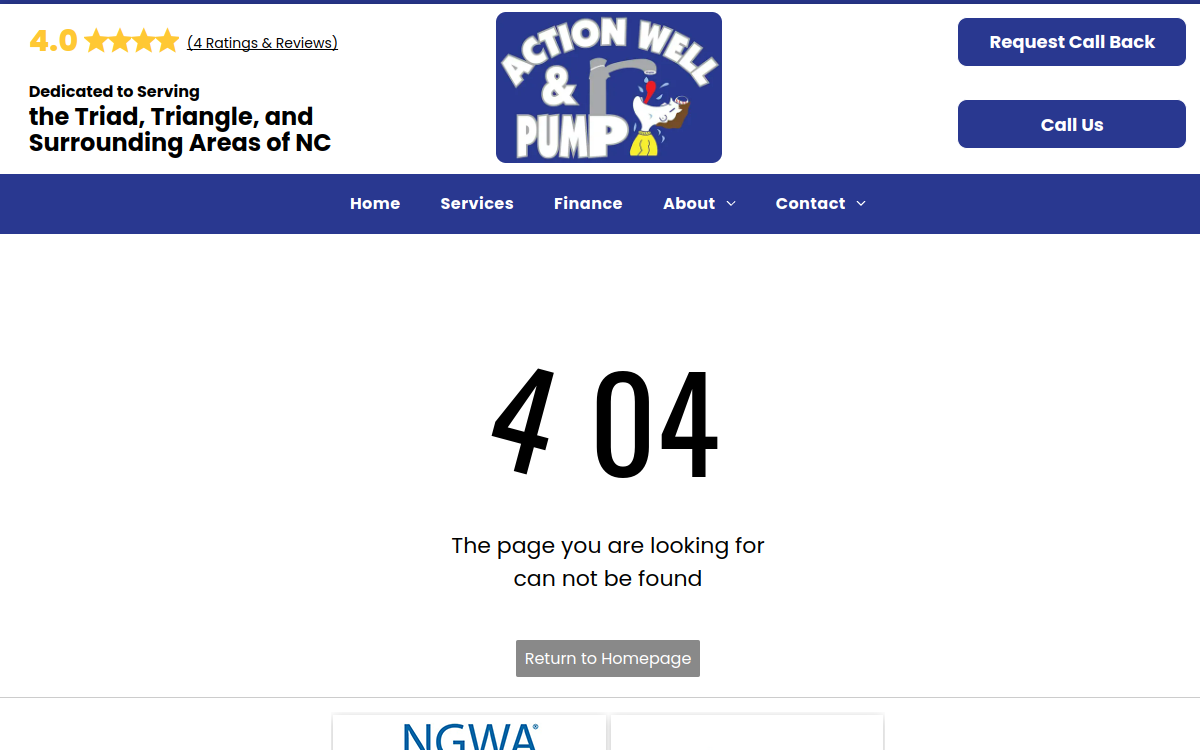 Action Well & Pump website screenshot