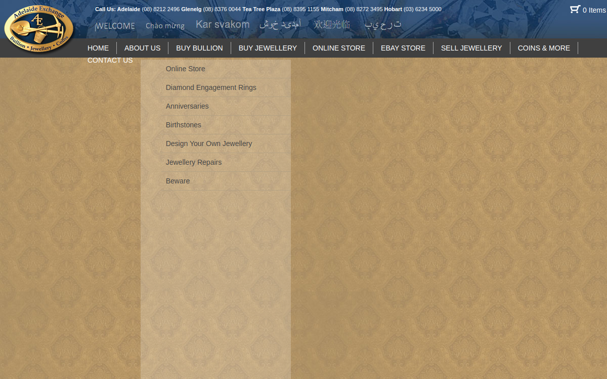 Adelaide Exchange Jewellers website screenshot