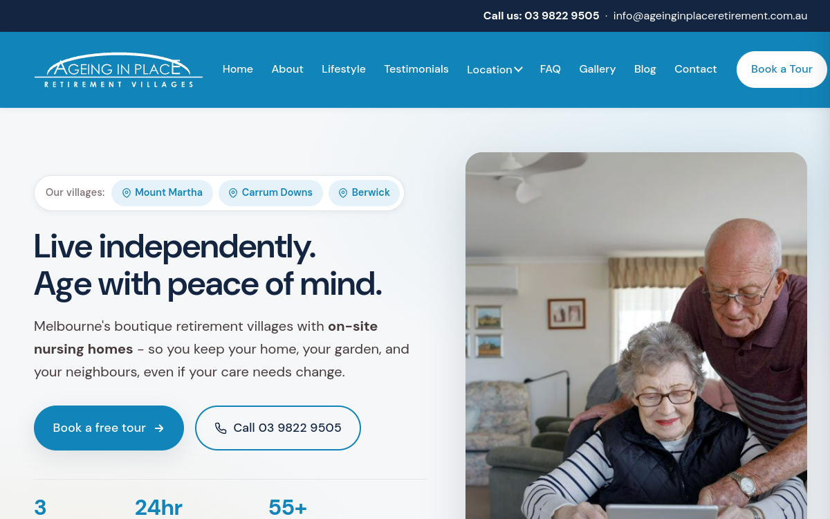 Ageing In Place Retirement Villages website screenshot