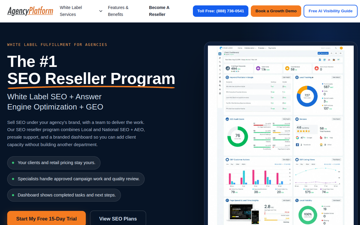 Agency Platform website screenshot