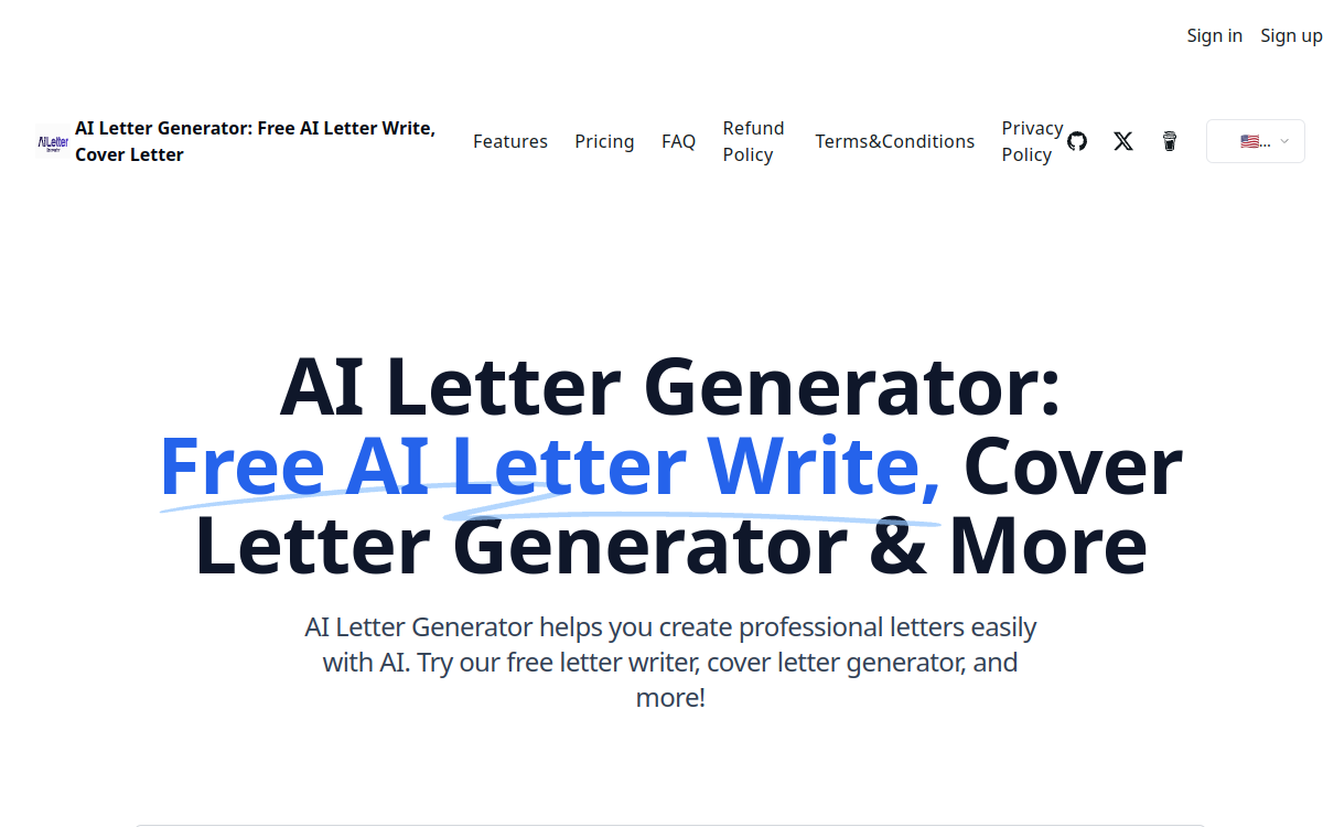 Capture d'écran de AI Letter Generator