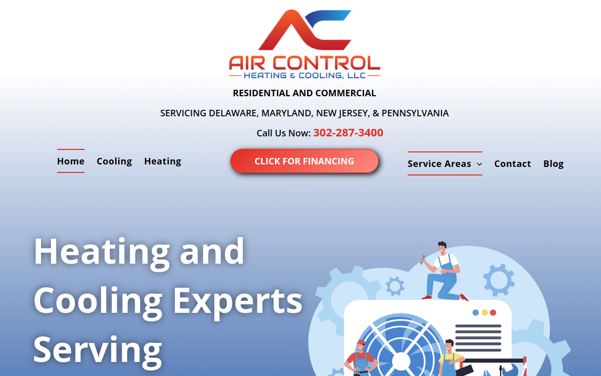 Air Control Heating & Cooling LLC website screenshot