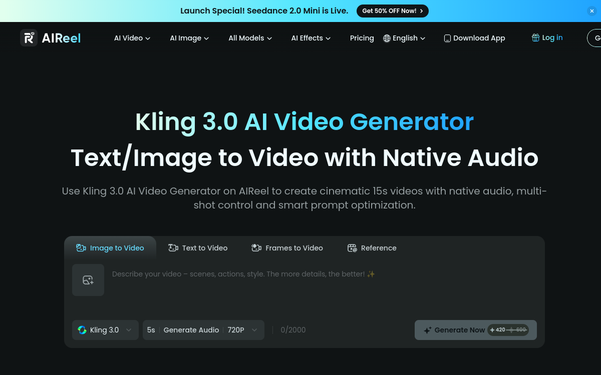 Screenshot di Kling 3.0