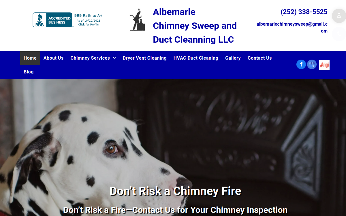 Albemarle Chimney Sweep website screenshot
