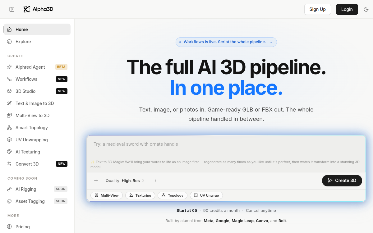 Alpha3D website preview