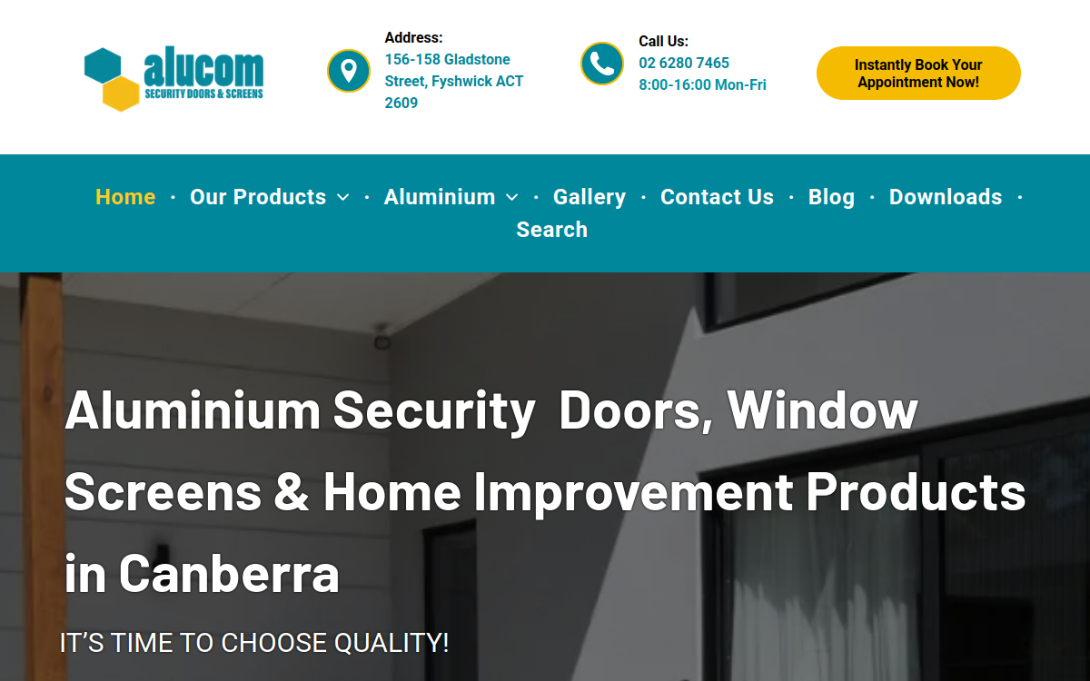 Alucom Security Doors & Screens website screenshot