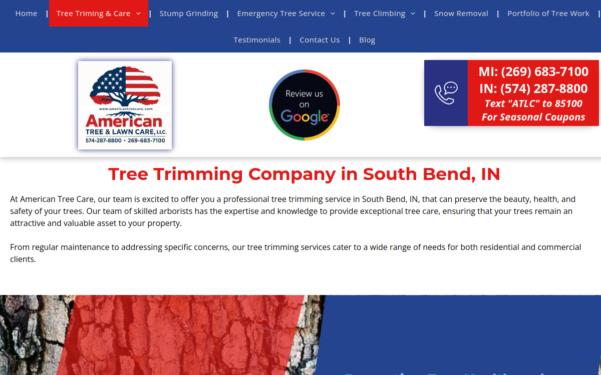 American Tree  Care website screenshot