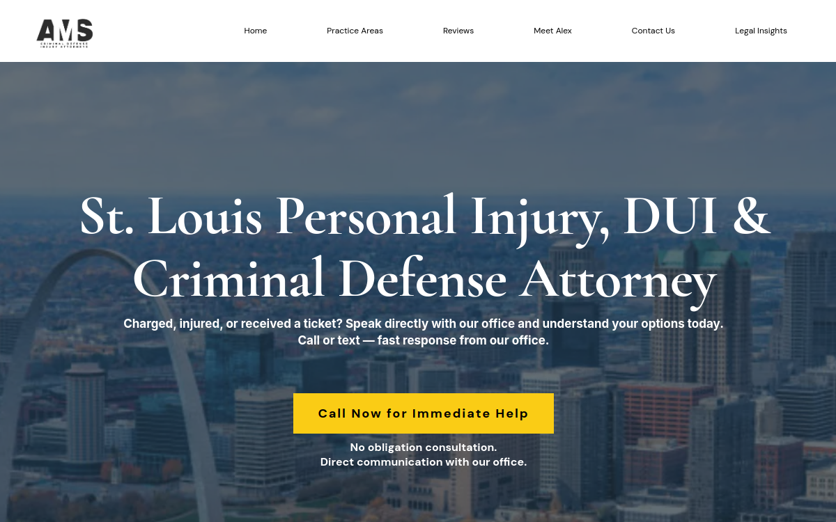 AMS Legal website screenshot
