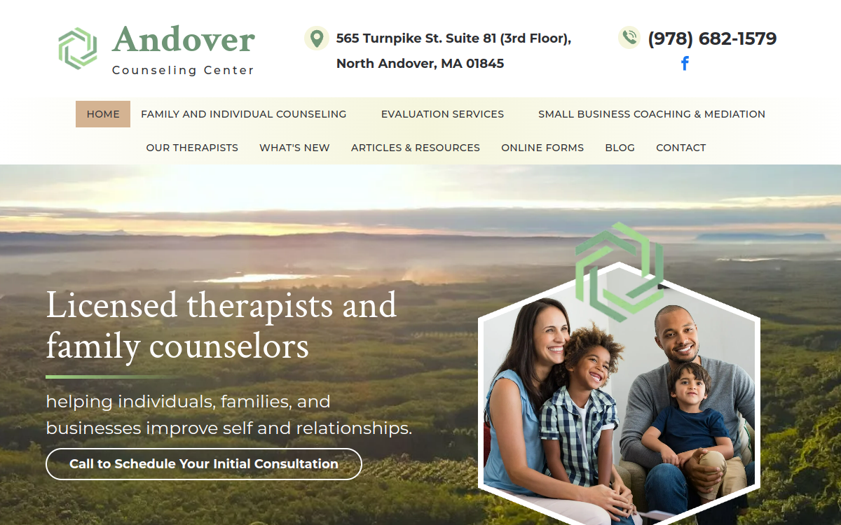 Andover Counseling Center website screenshot