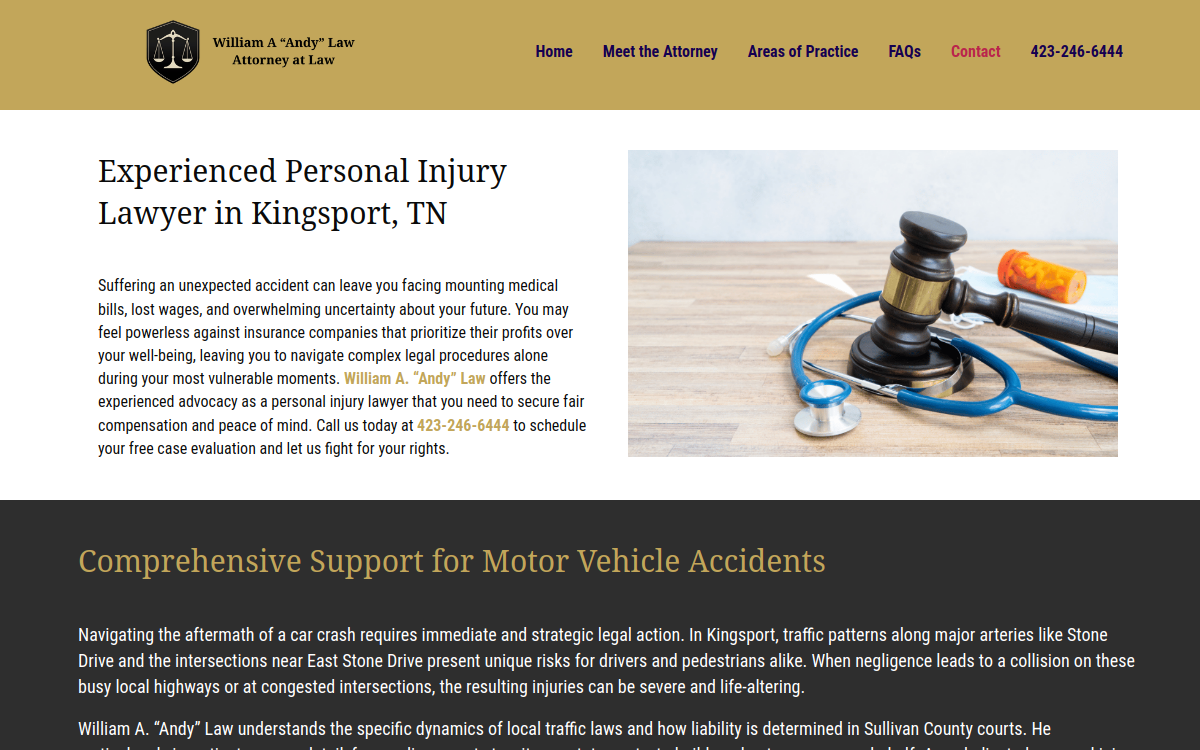 William A. "Andy" Law website screenshot