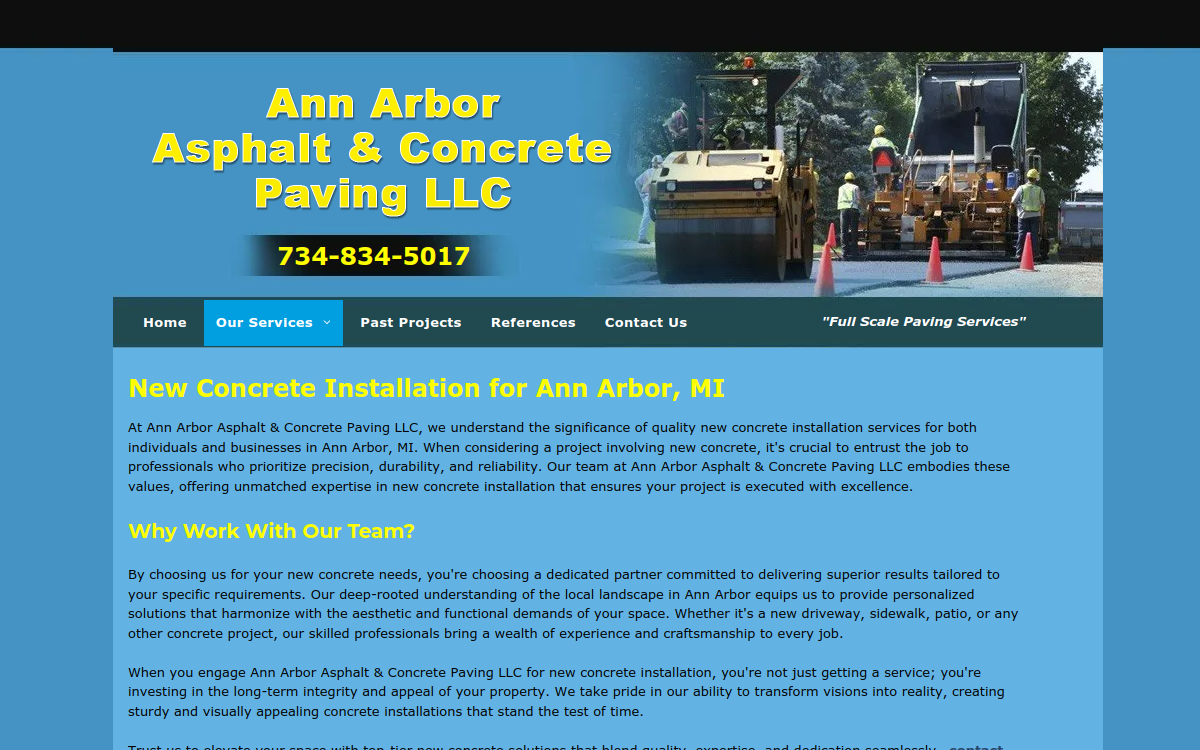 Ann Arbor Asphalt and Concrete Paving LLC website screenshot