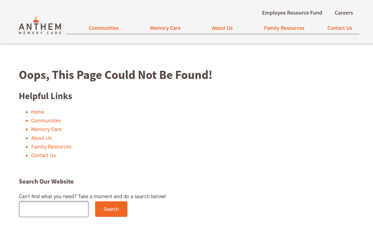 Clear Creek Memory Care website screenshot