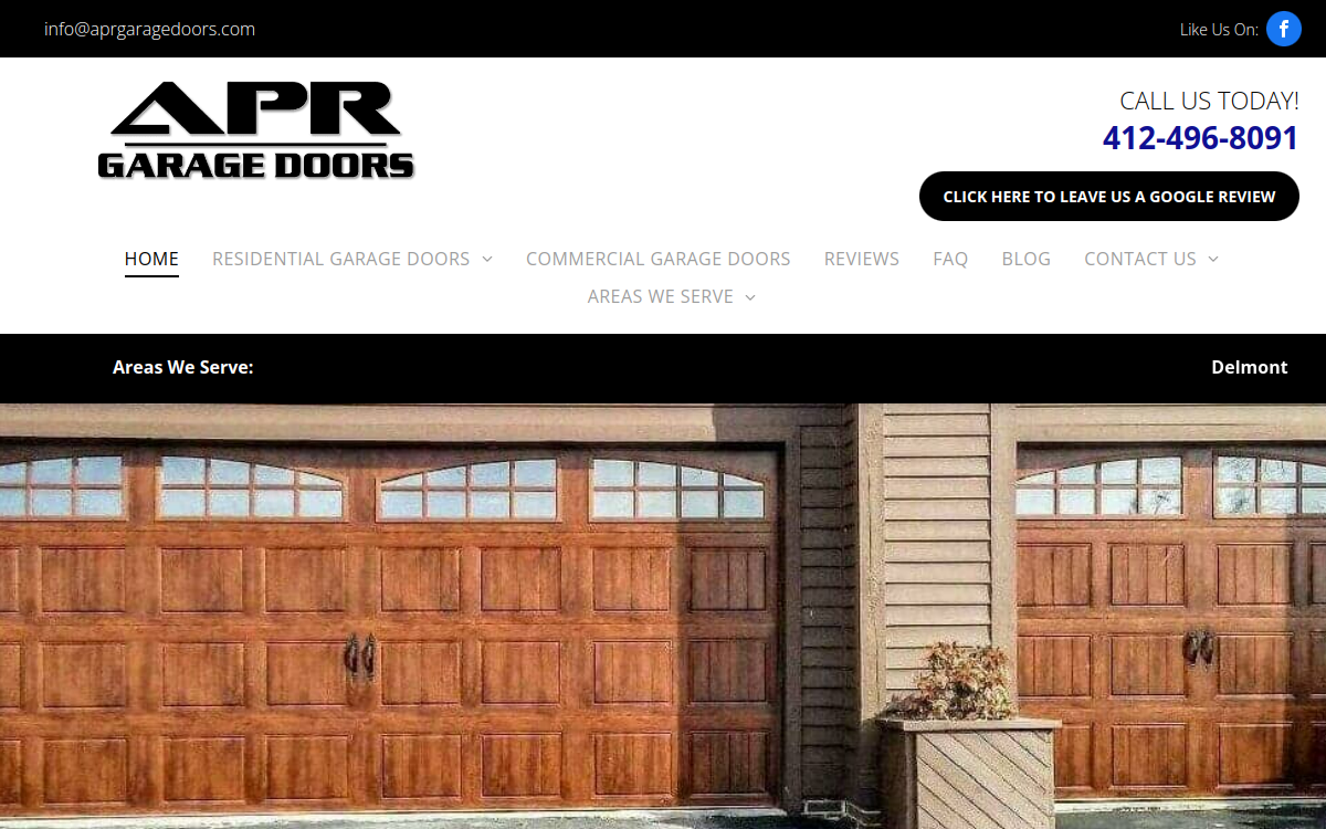 APR Garage Doors LLC website screenshot