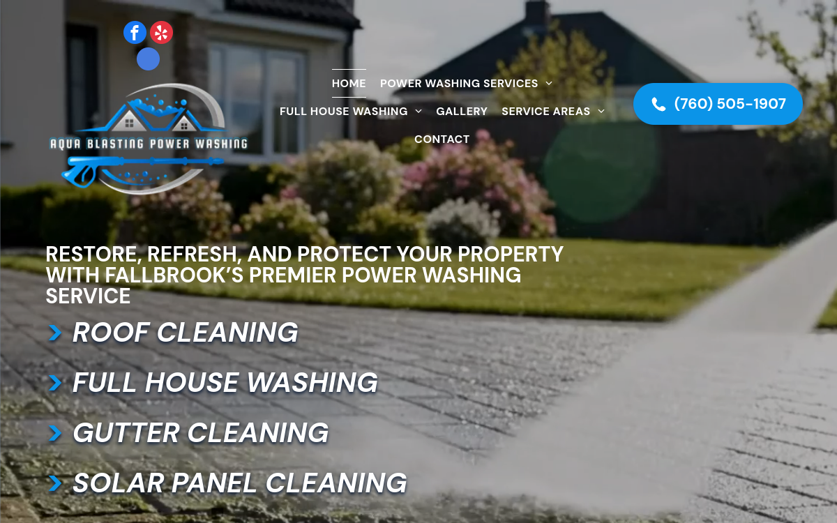 Aqua Blasting Power Washing website screenshot
