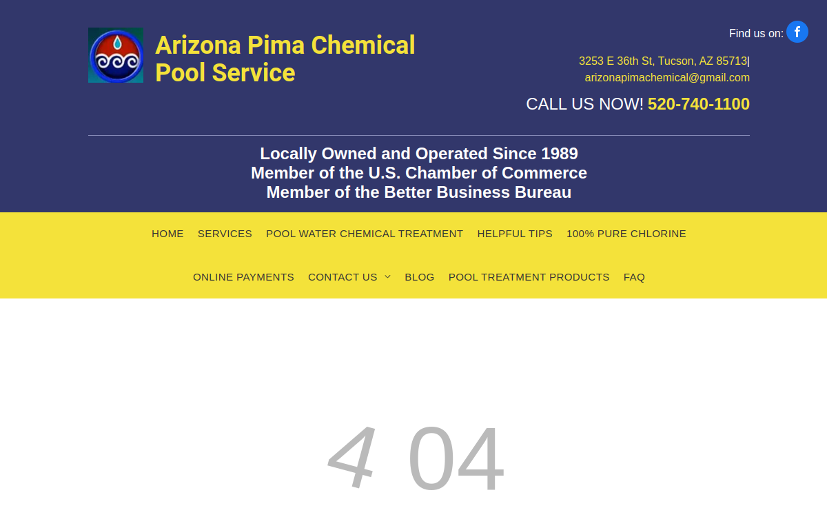 Arizona Pima Chemical Pool Service website screenshot